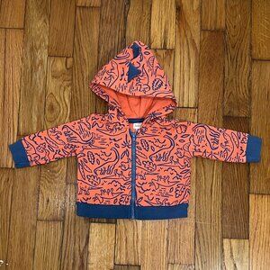 PRE-OWNED - Cat & Jack Orange & Blue Dinosaur Zip-Up Hoodie 0 to 3 Months